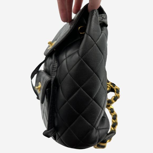 Authentic Chanel Vintage Black Duma Leather Quilted Mini backpack with 24k - Picture 7 of 13